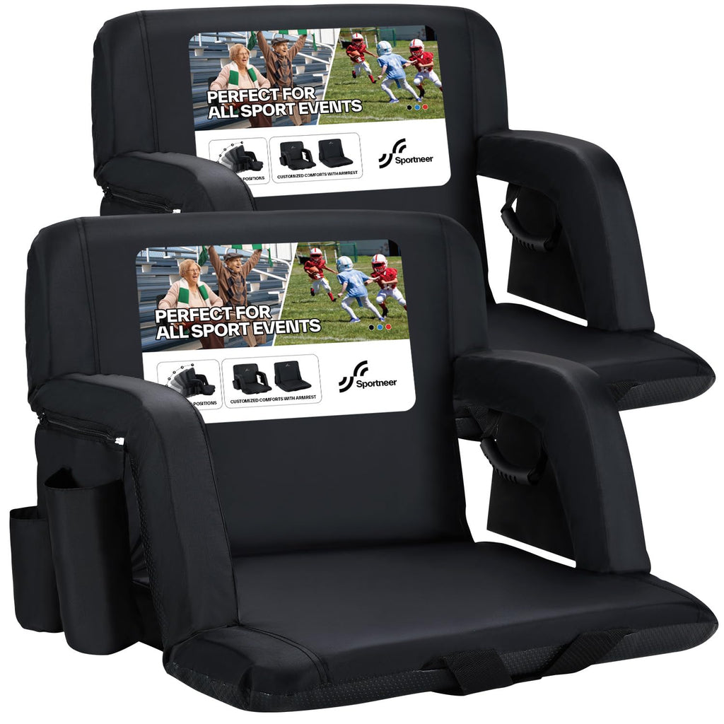 Stadium Seats with Back Support 2.5'' Thick Cushion 6 Adjustable Angle Bleacher Seat with Armrest W154