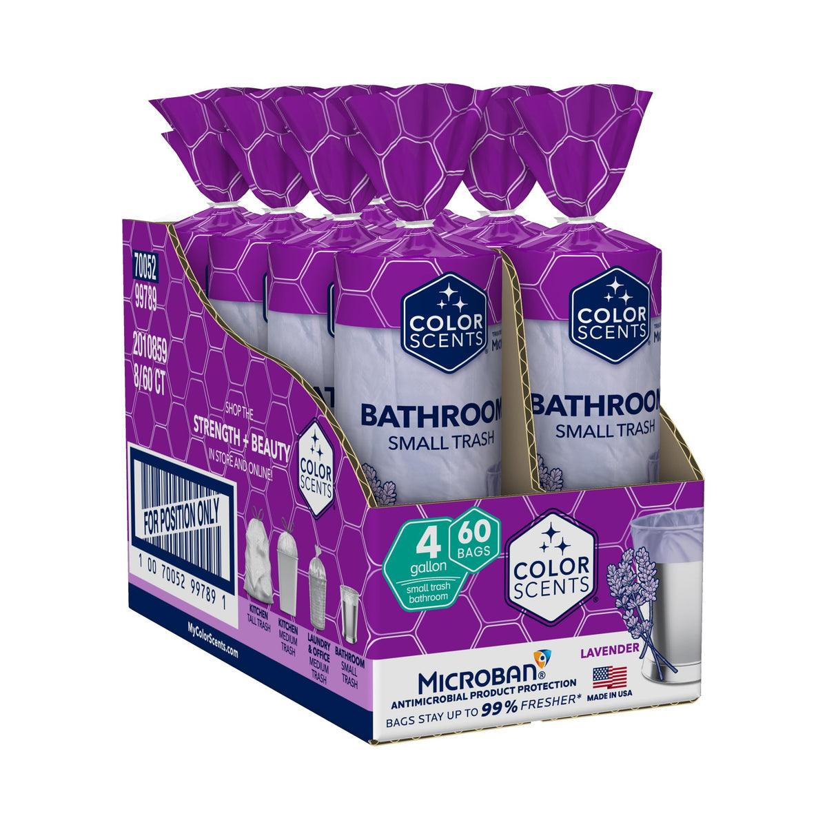 4 Gallon Drawstring Trash Bags 480 Bags Lavender C930677