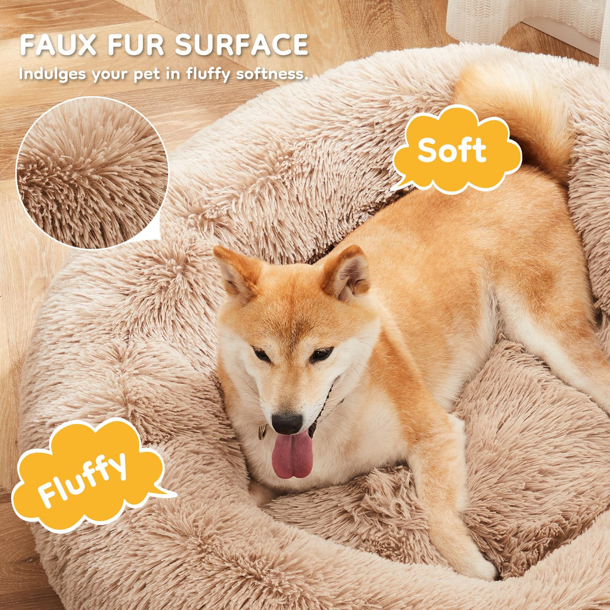30.7 Inch Fluffy Faux Fur Plush Dog Bed T38723