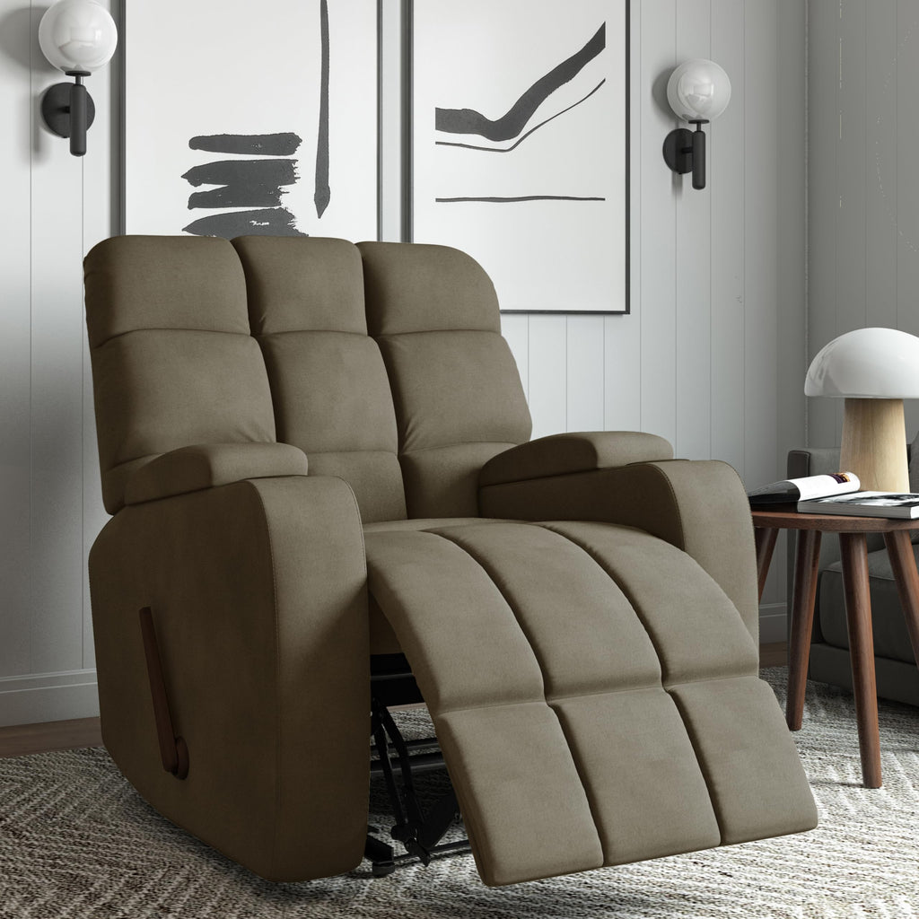 Velvet Swivel Rocker Recliner Chair with Adjustable Backrest and Footrest U310