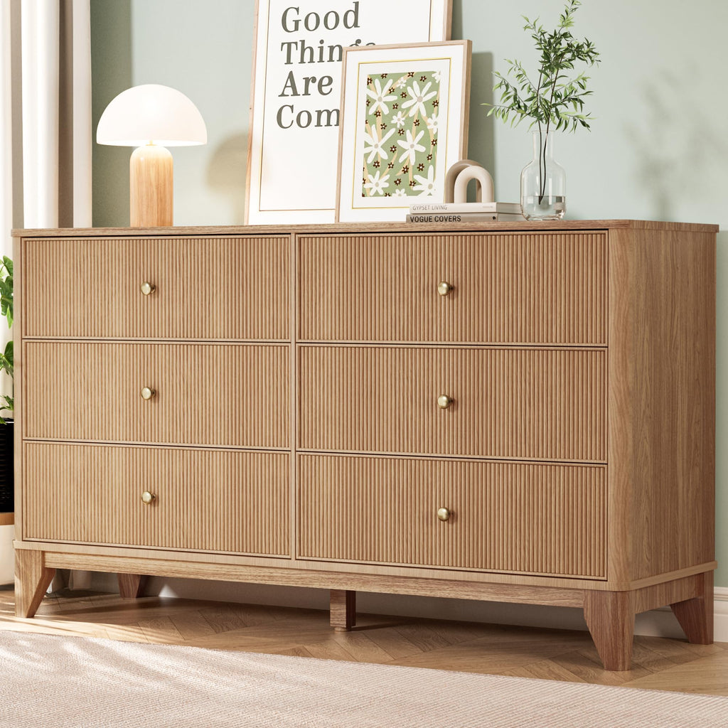 Fluted 6 Drawer Wood Dresser T682822