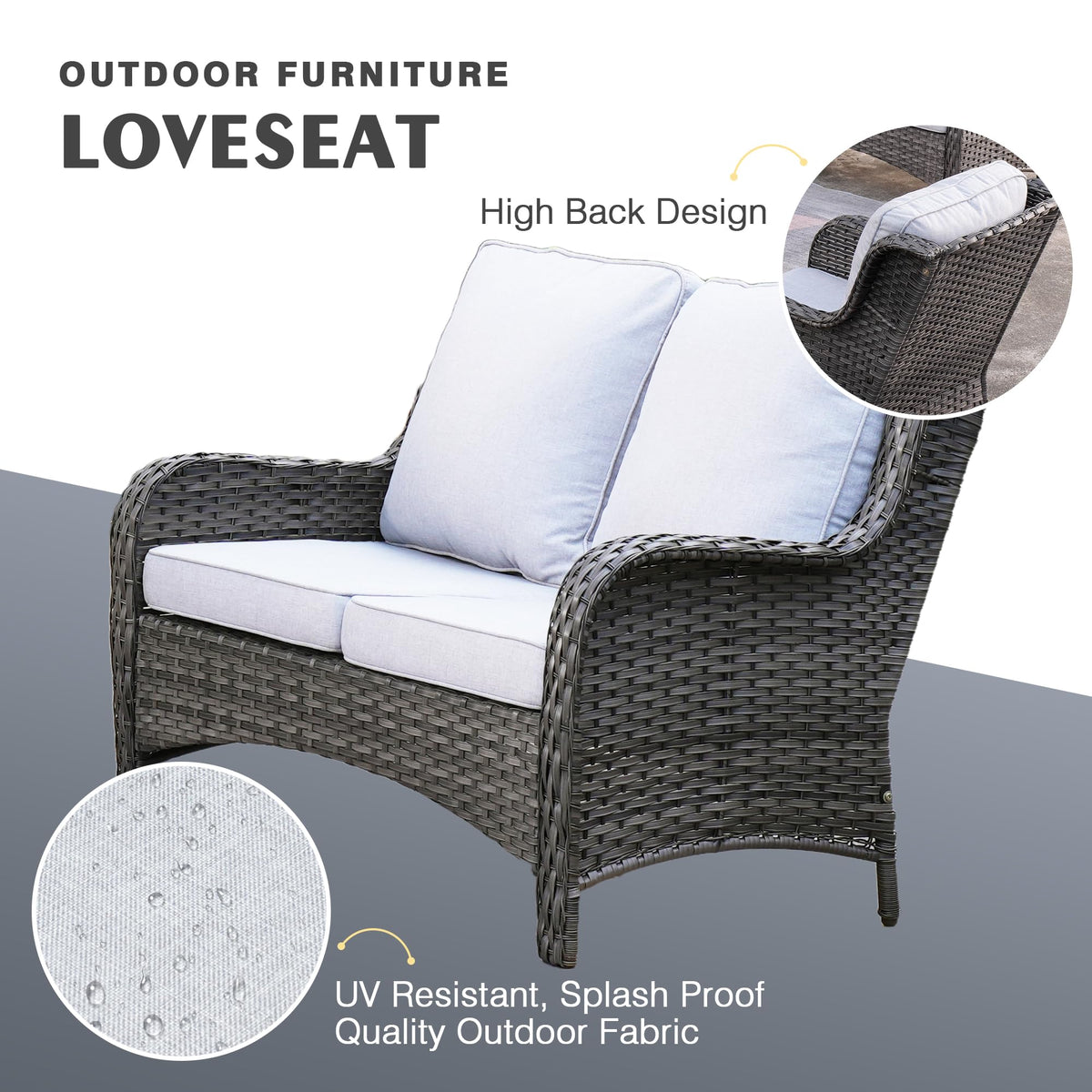 6 Piece Wicker Patio Furniture Set with Fire Pit Table Q42233
