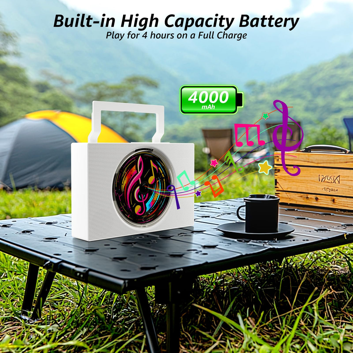 Portable CD Player Boombox with Bluetooth FM Radio F441668