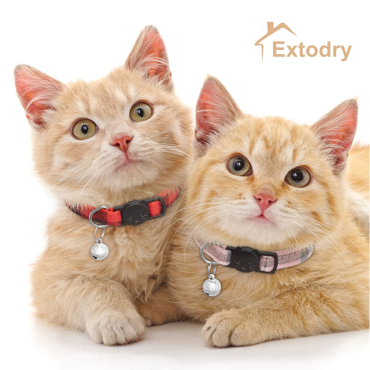 6 Pack Plaid Cat Collars with Bells A3549