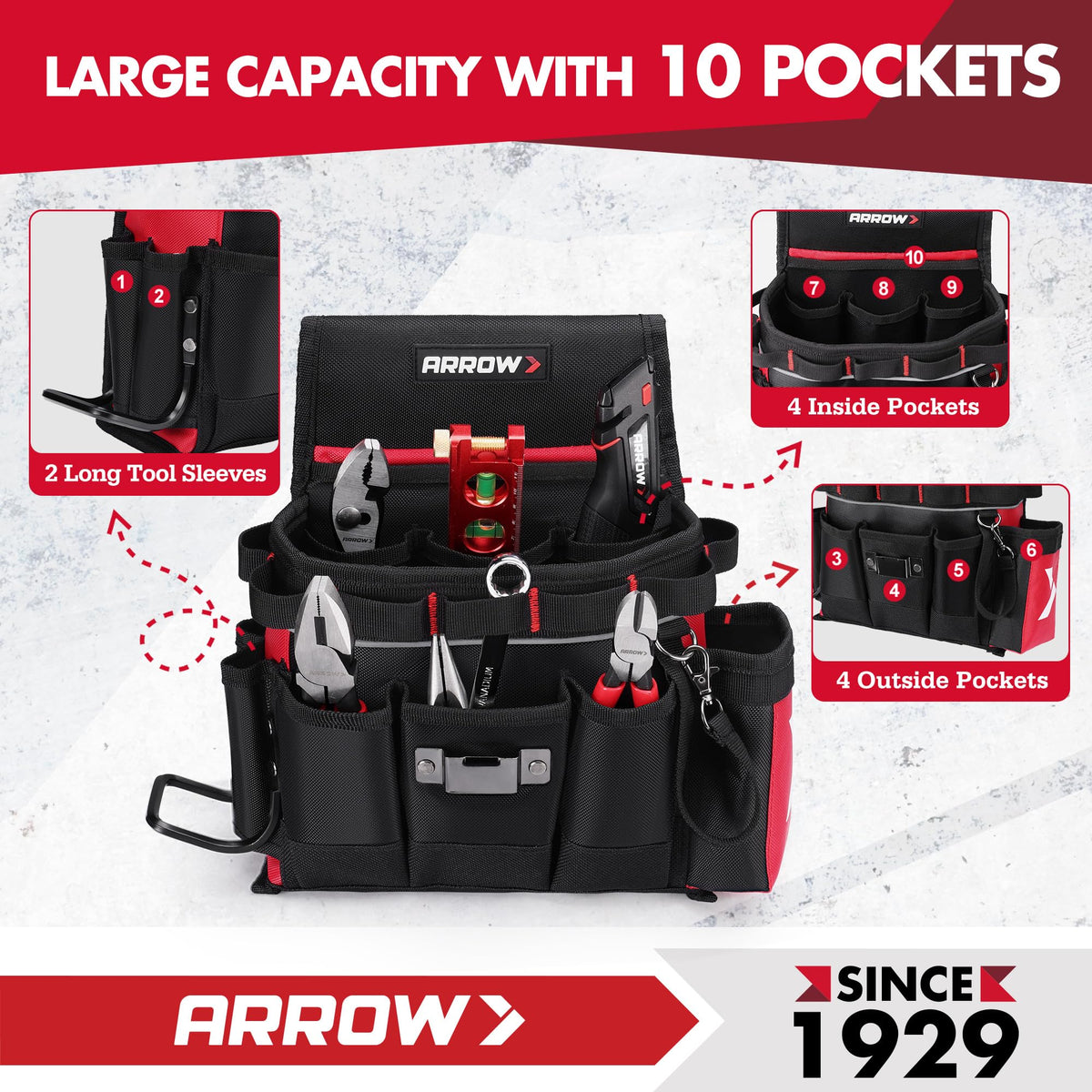 Heavy-Duty Tool Belt with 10 Pockets X387