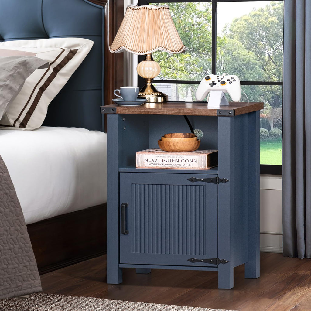 Dark Blue 18-Inch Fluted Nightstand Set of 2 G91856