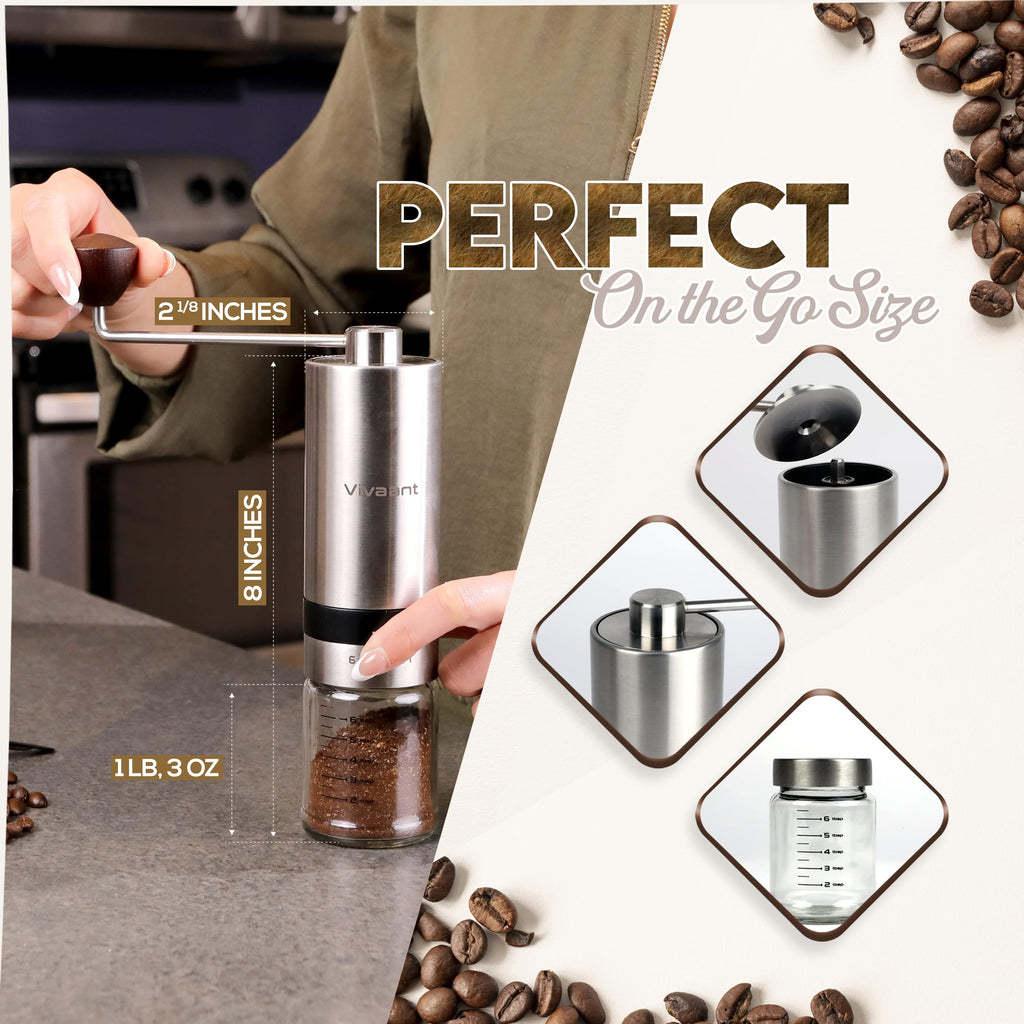 Manual Coffee Grinder Stainless Steel Conical Burr Mill A11870