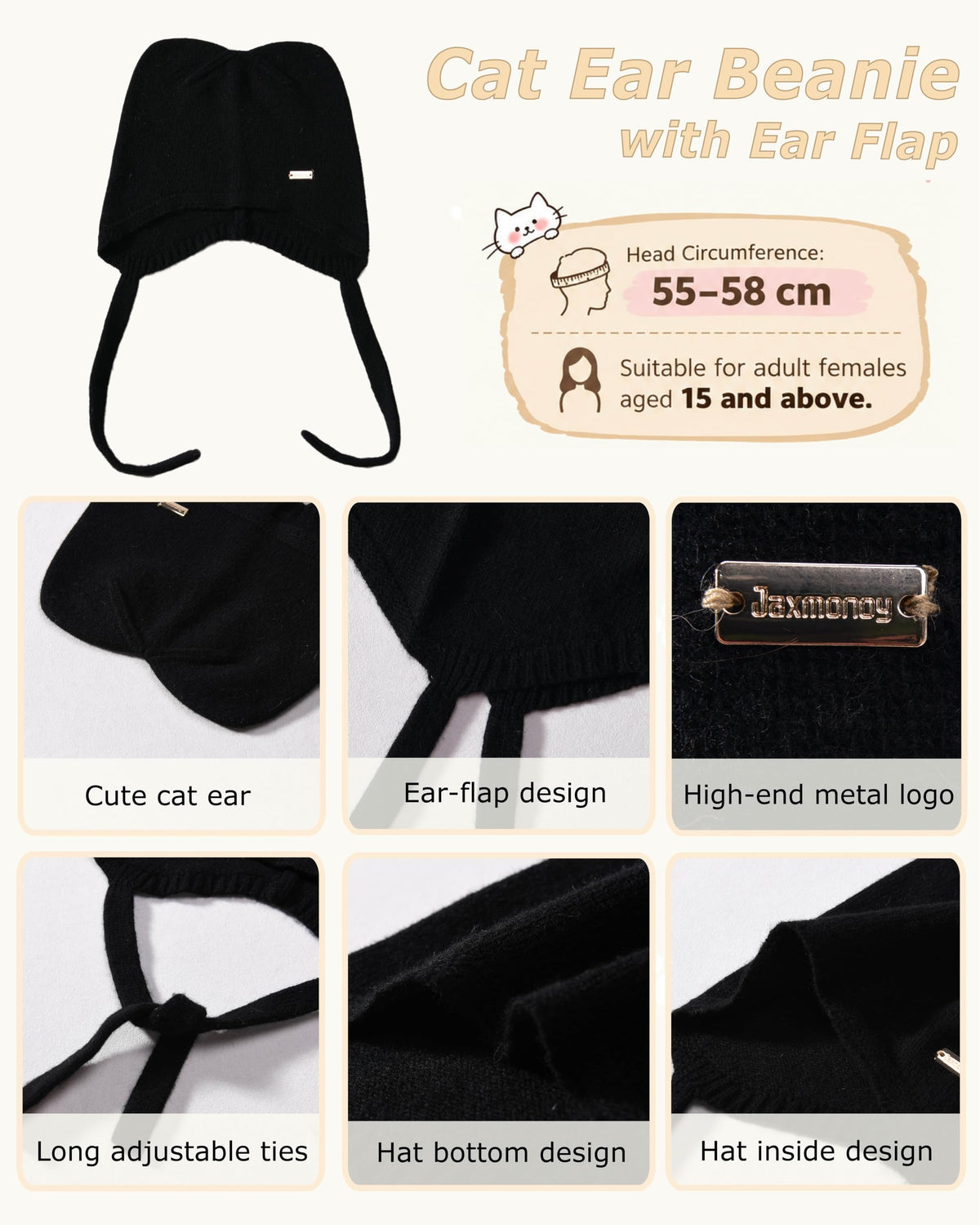 Cat Ear Beanie Wool Knit Hats W9027