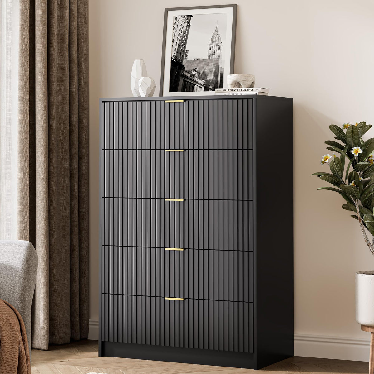 47" Tall Fluted 5-Drawer Dresser F862