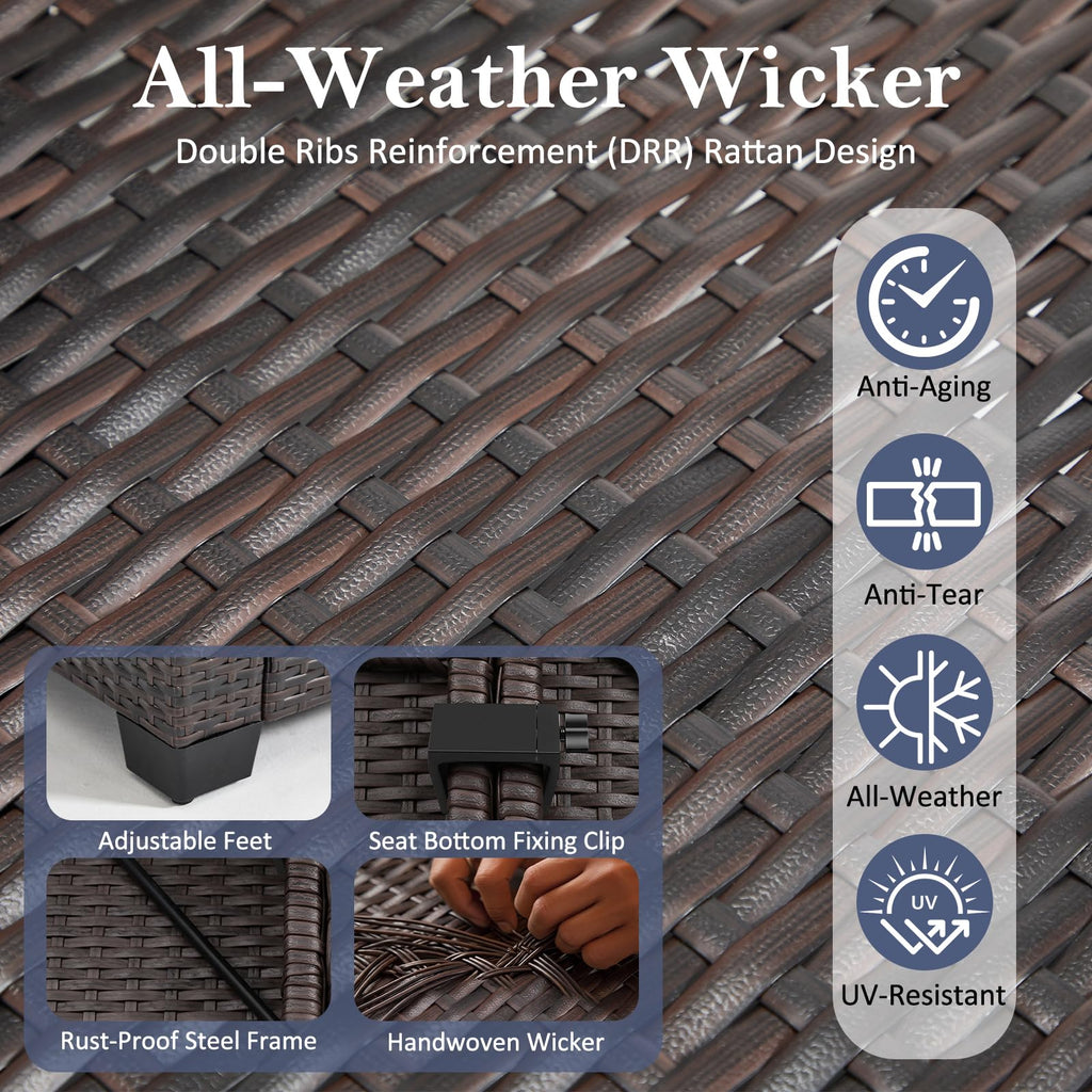 3 Piece Outdoor Wicker Patio Furniture Set Y372
