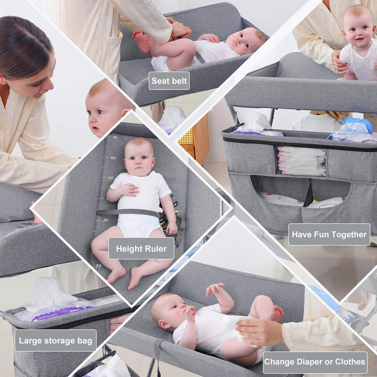 Portable Foldable Baby Changing Station with Wheels R556727