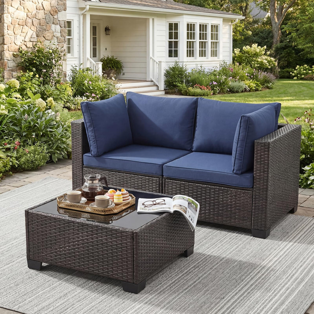 3 Piece Outdoor Wicker Patio Furniture Set Y372