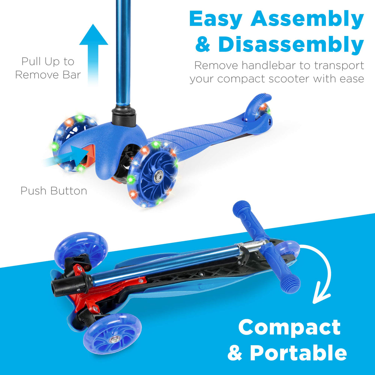 Kids 3-Wheel Scooter with LED Light-Up Wheels B923275