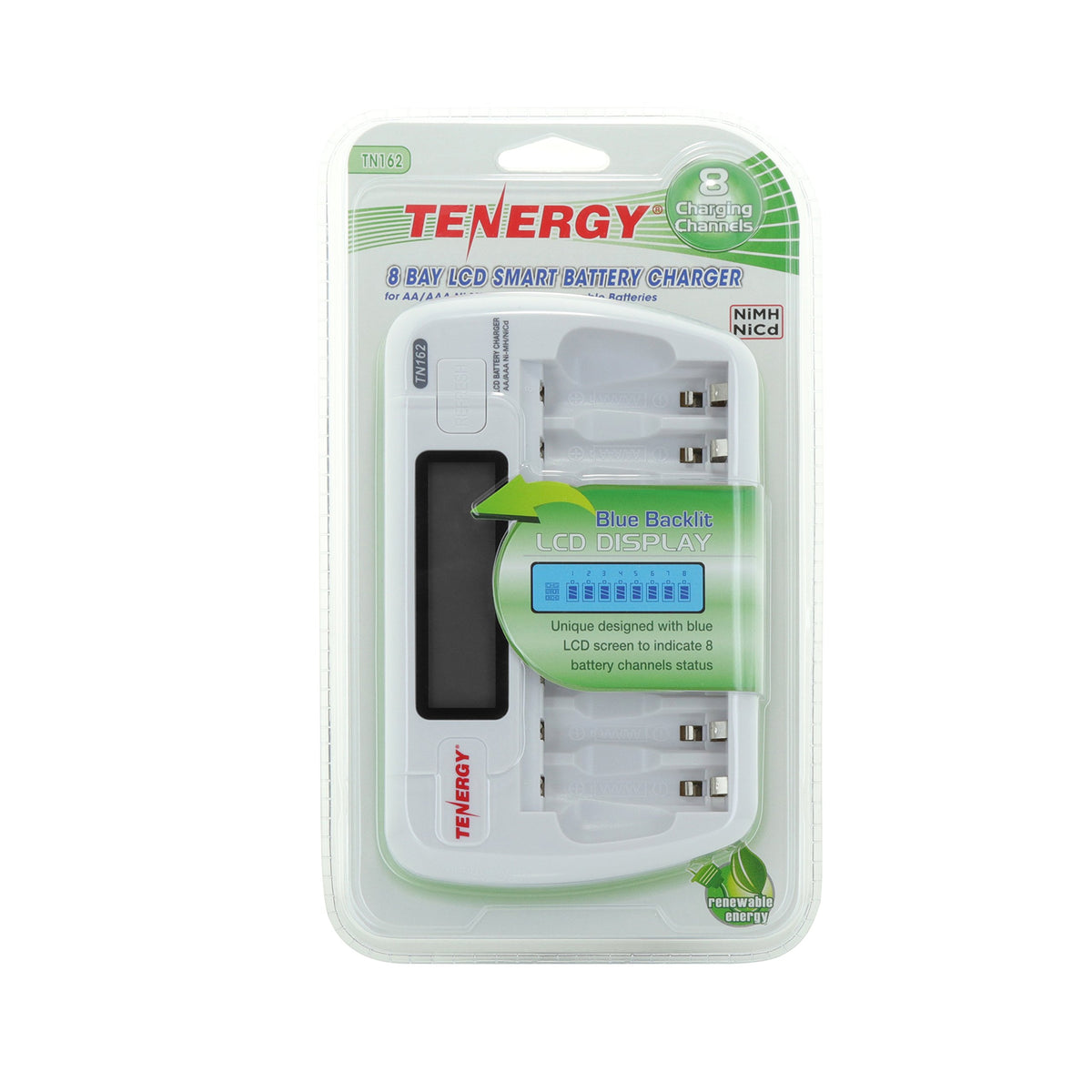 8-Bay Smart LCD Battery Charger for AA/AAA NiMH/NiCd Batteries I337735