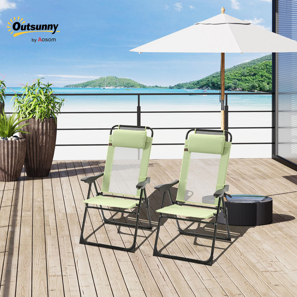 Folding Patio Dining Chairs Set of 2 Green V68027