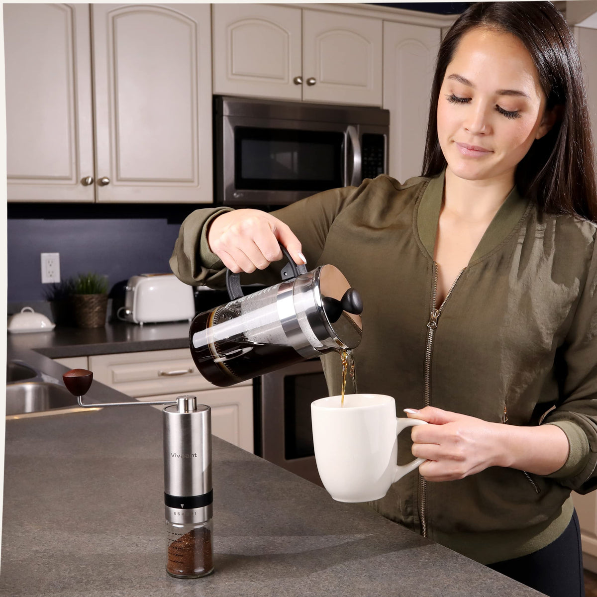 Manual Coffee Grinder Stainless Steel Conical Burr Mill A11870