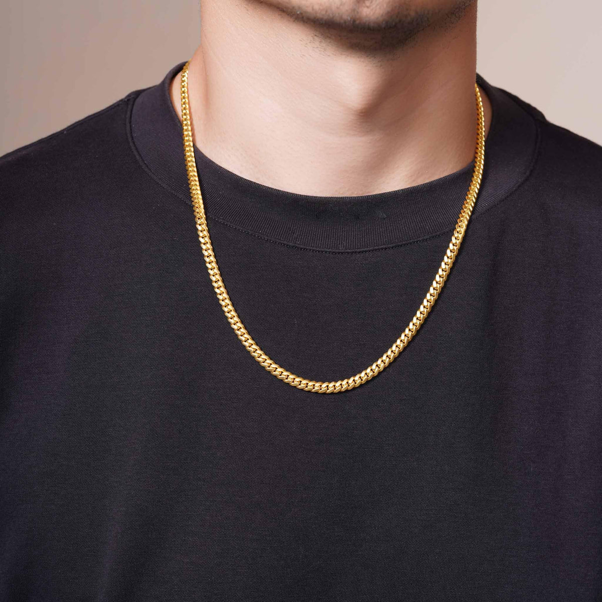 5.5mm Gold Vermeil Sterling Silver Cuban Link Chain Necklace L503