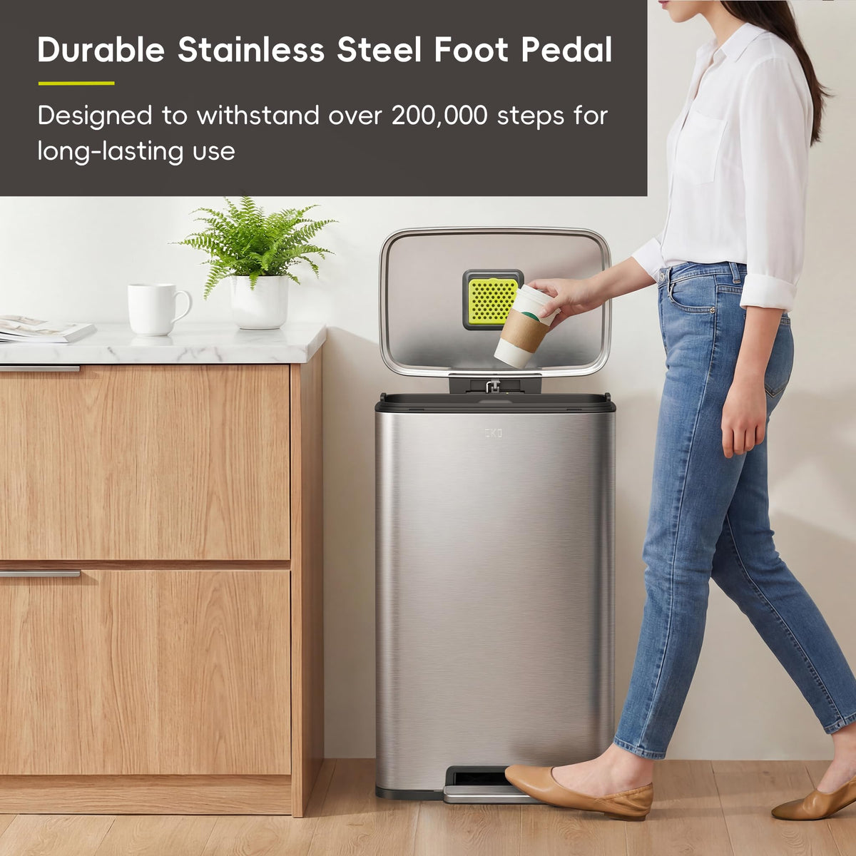 Matte Stainless 50 Liter Step Trash Can C709