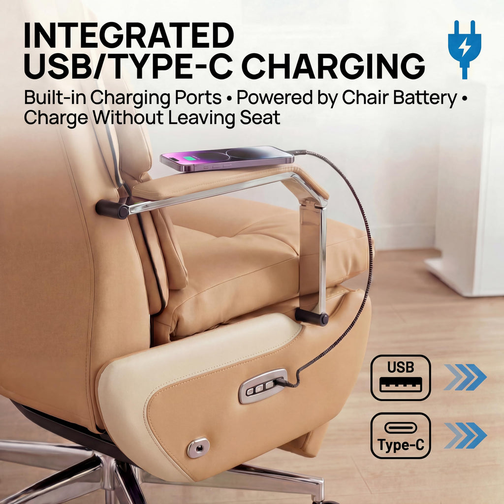 Brown Electric Big & Tall Executive Office Chair F9469