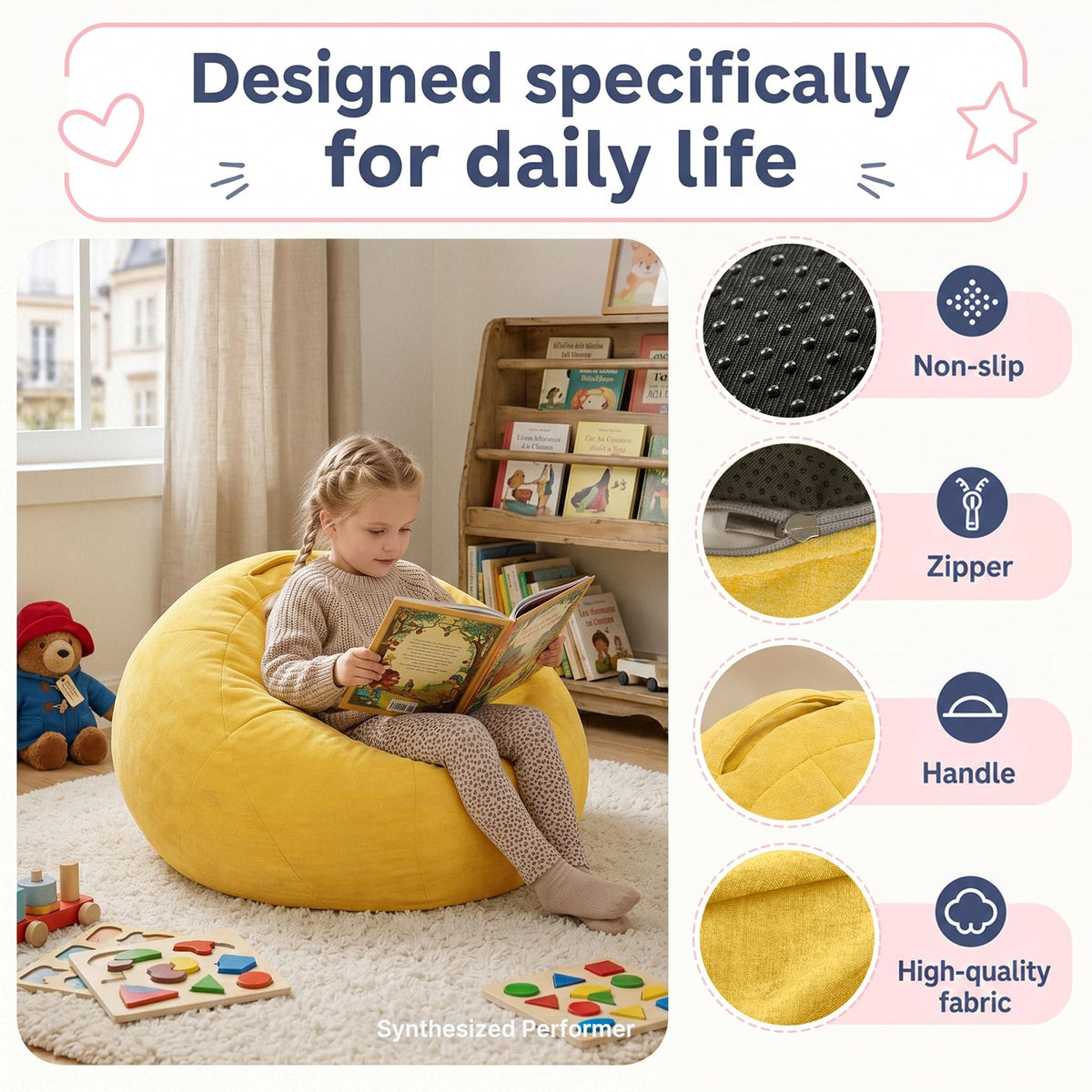 Small Yellow Bean Bag Chair B571990