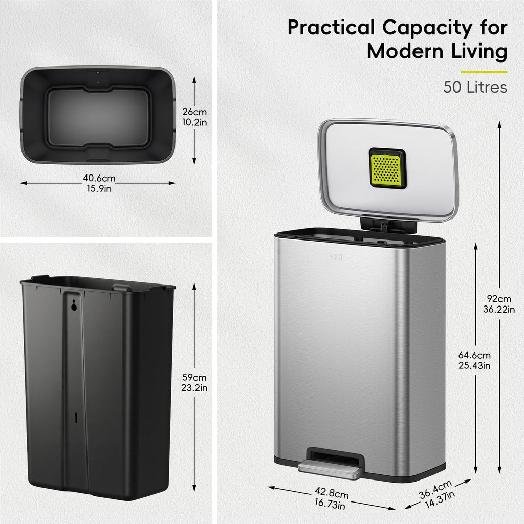 Matte Stainless 50 Liter Step Trash Can C709