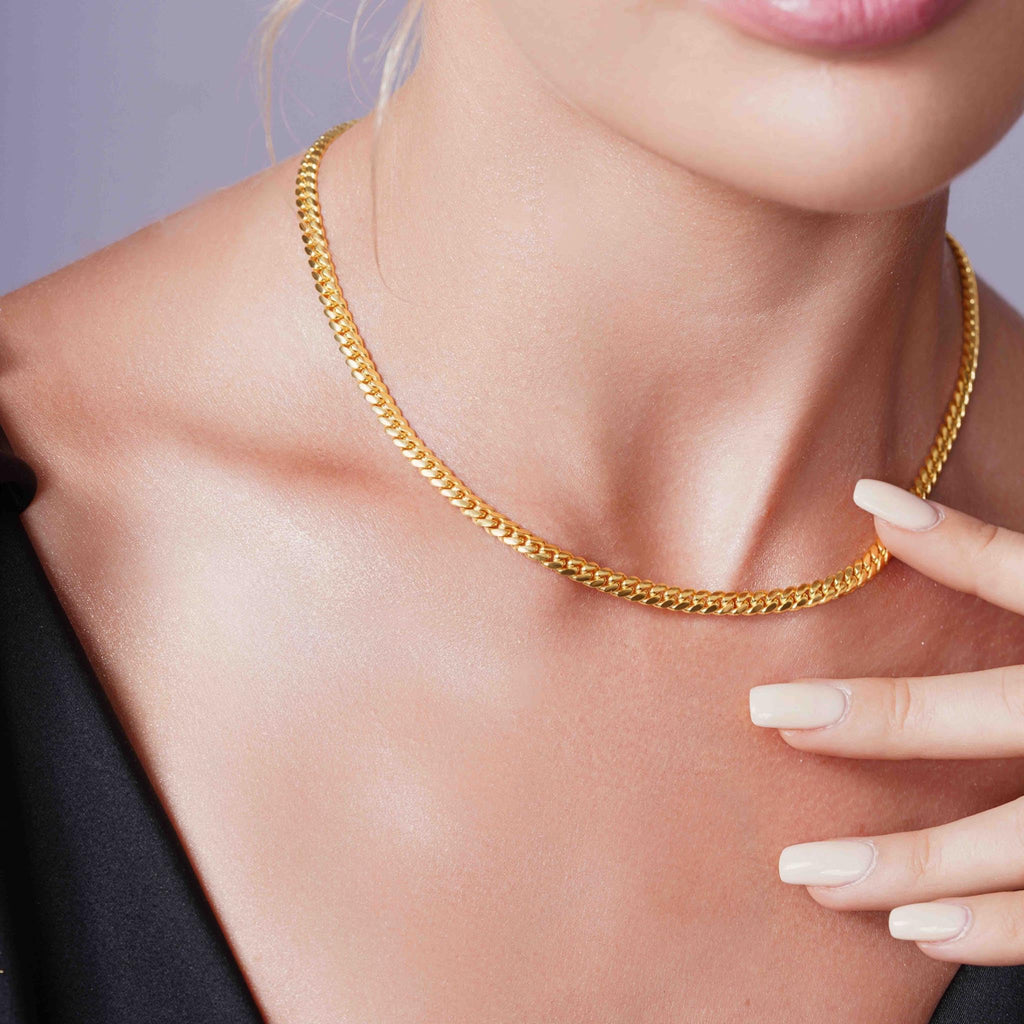 5.5mm Gold Vermeil Sterling Silver Cuban Link Chain Necklace L503