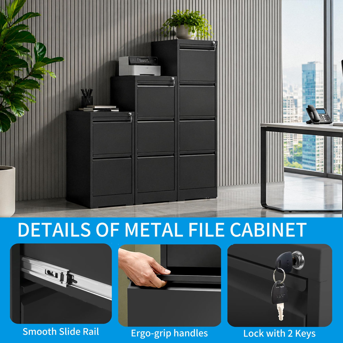 4 Drawer Metal File Cabinet with Lock K563