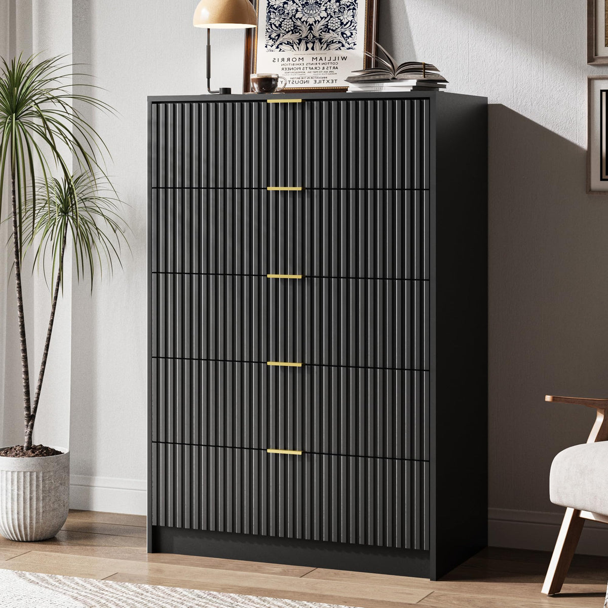 47" Tall Fluted 5-Drawer Dresser F862