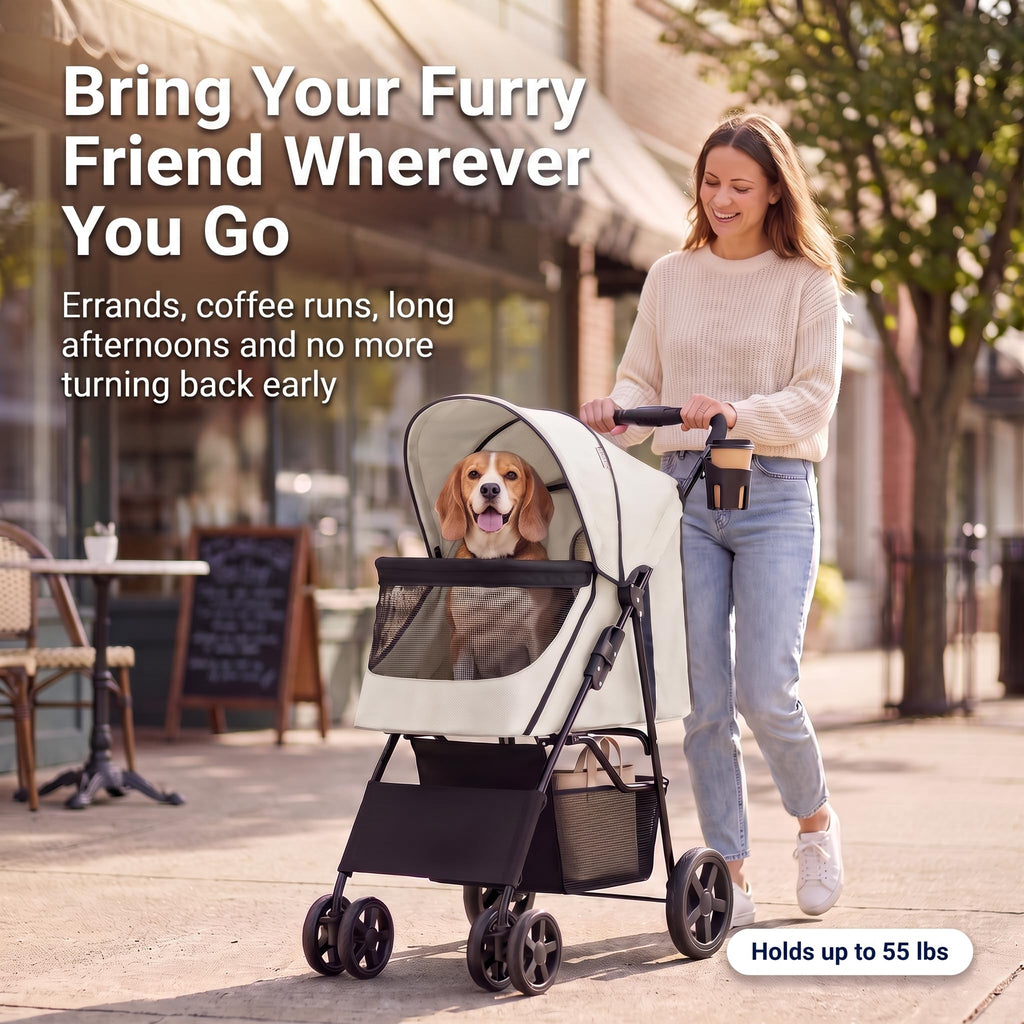 Foldable 4-Wheel Pet Stroller Y87460