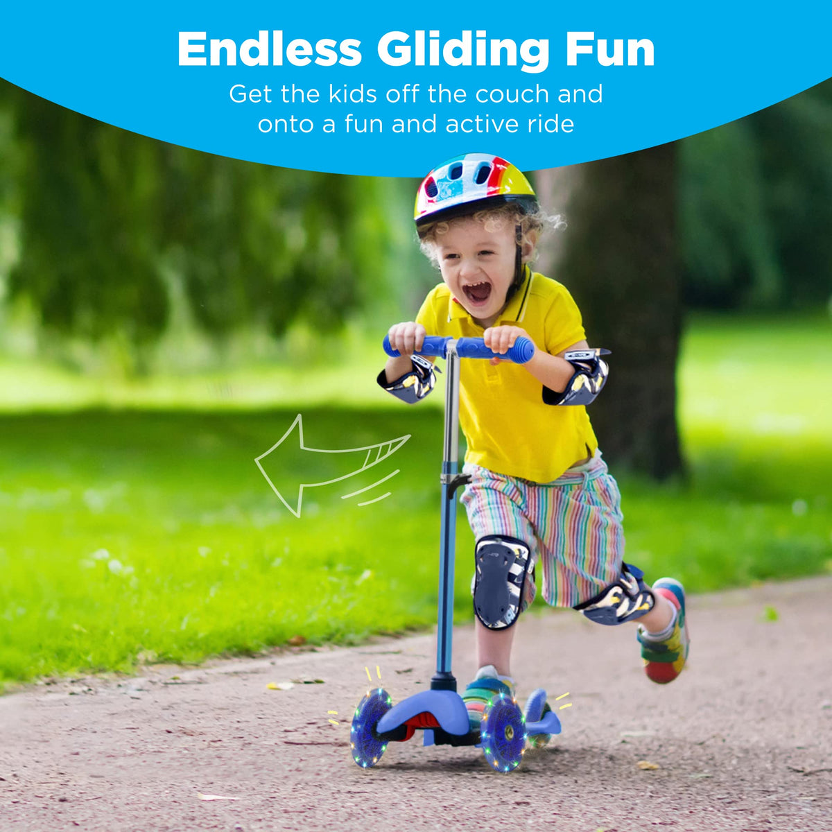 Kids 3-Wheel Scooter with LED Light-Up Wheels B923275
