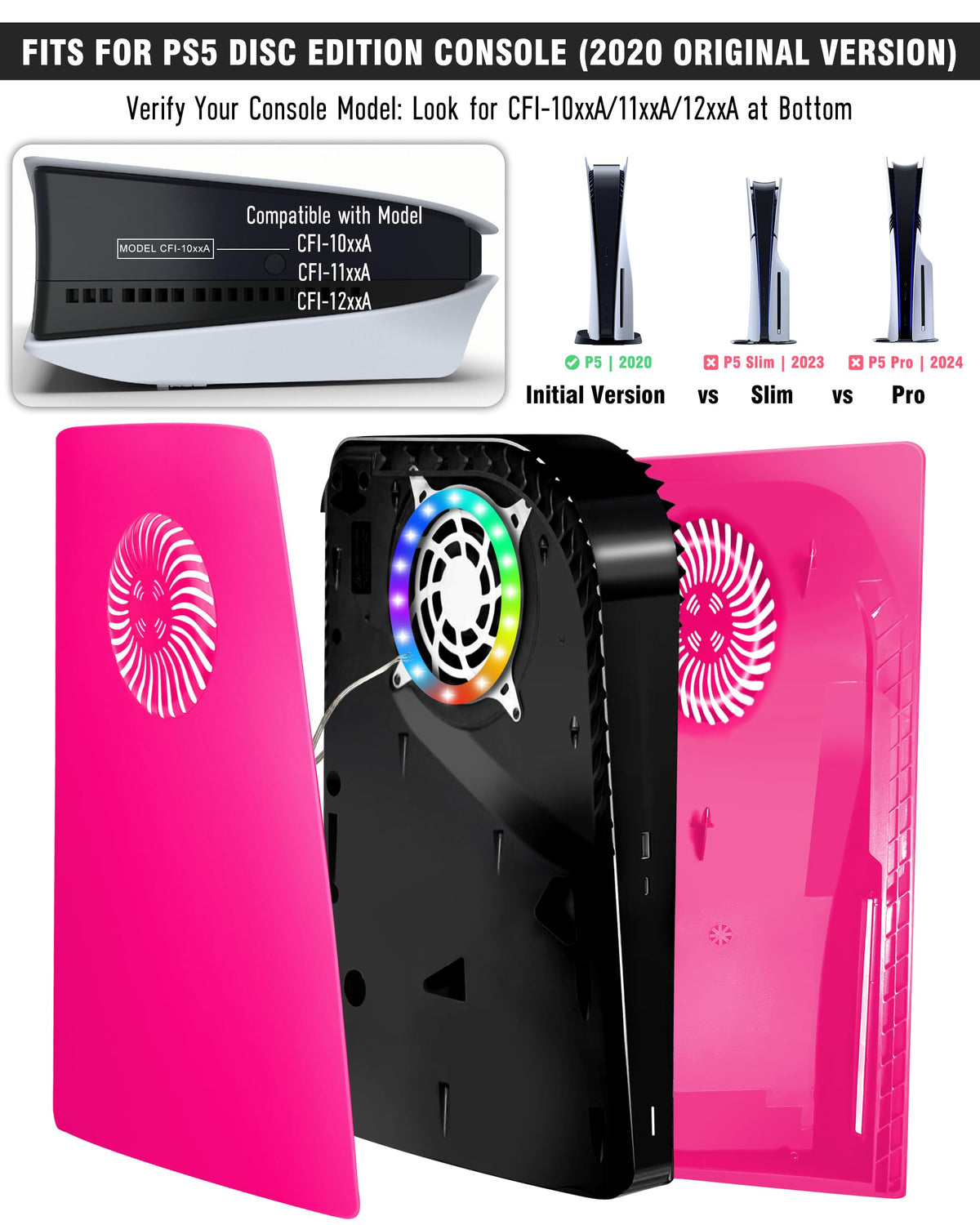 Nova Pink Vented Faceplate for PS5 Disc Edition N82813