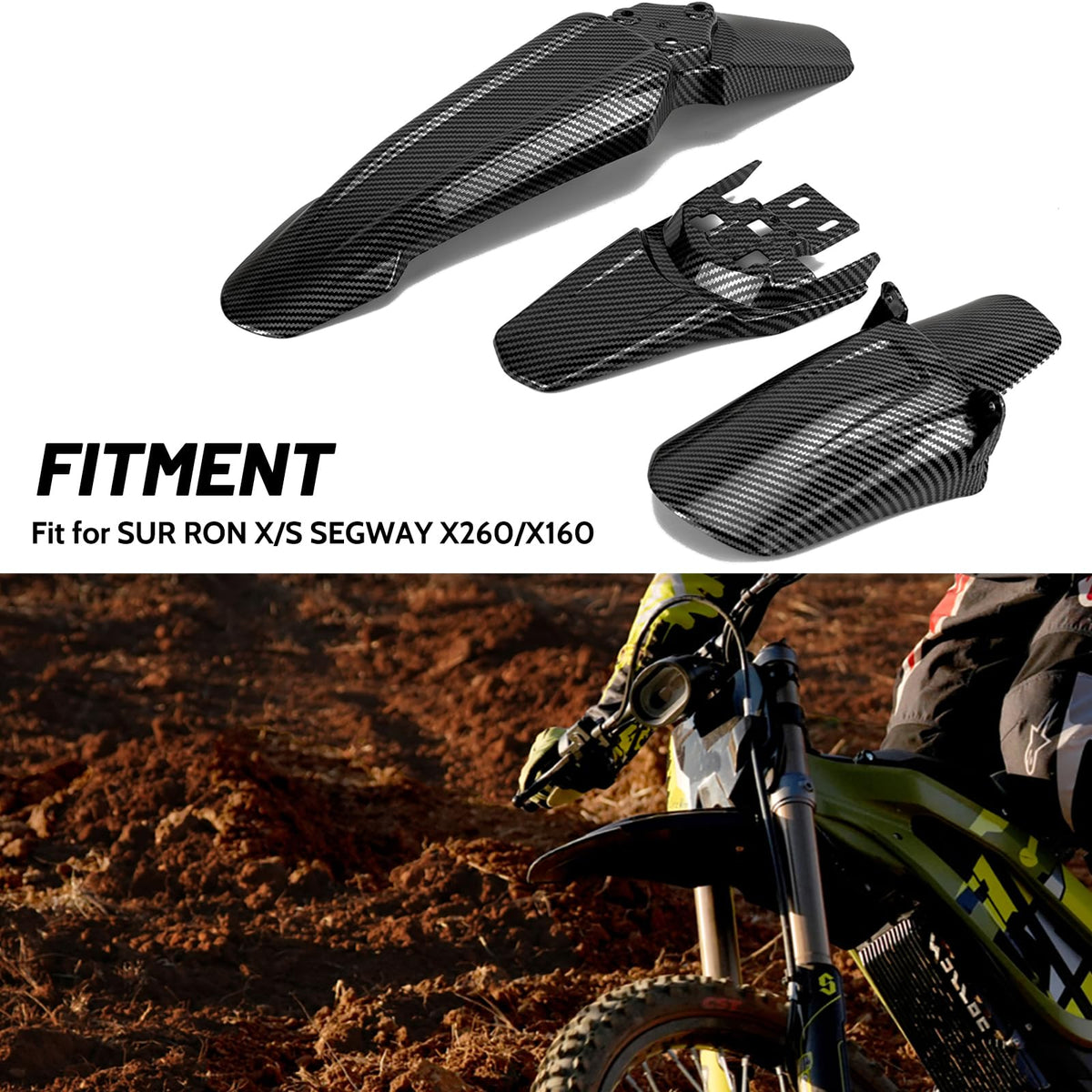 Front Rear Fender Set Carbon Fiber Style Whole Kit X562