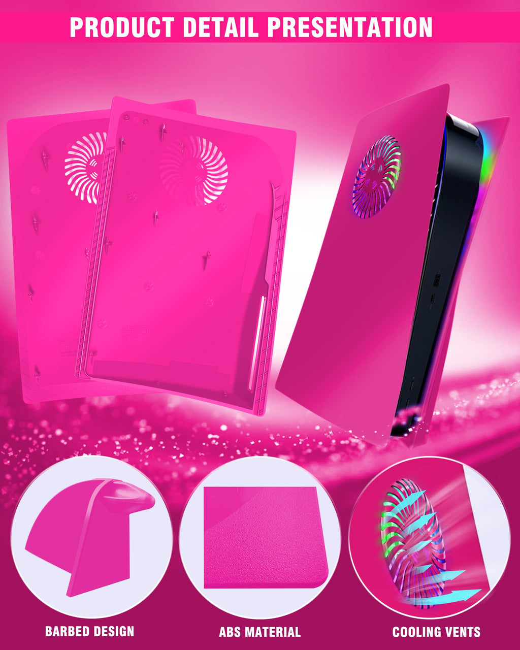 Nova Pink Vented Faceplate for PS5 Disc Edition N82813