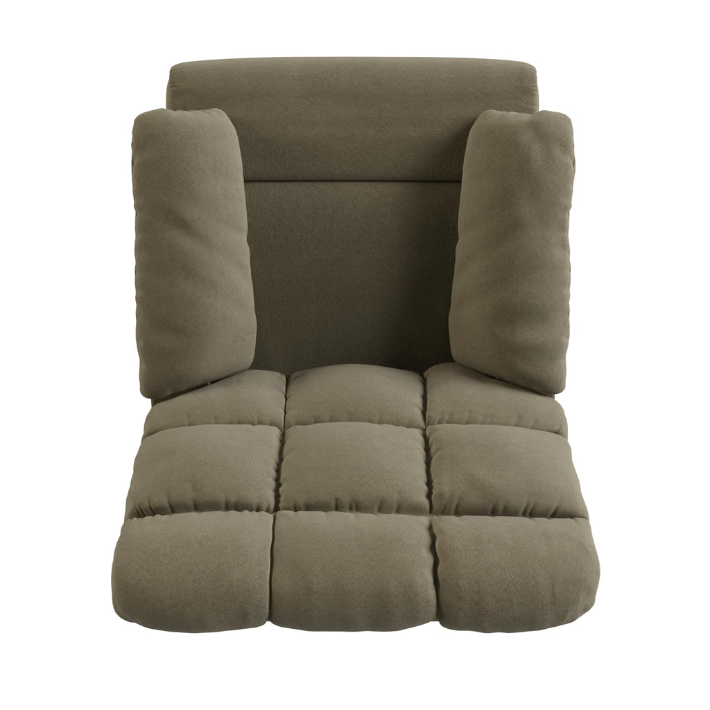 Velvet Swivel Rocker Recliner Chair with Adjustable Backrest and Footrest U310
