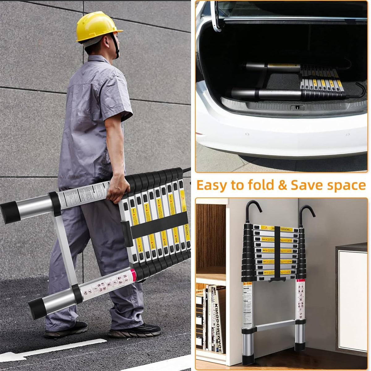10.5ft Aluminum Telescoping Ladder 330 lbs Capacity M157