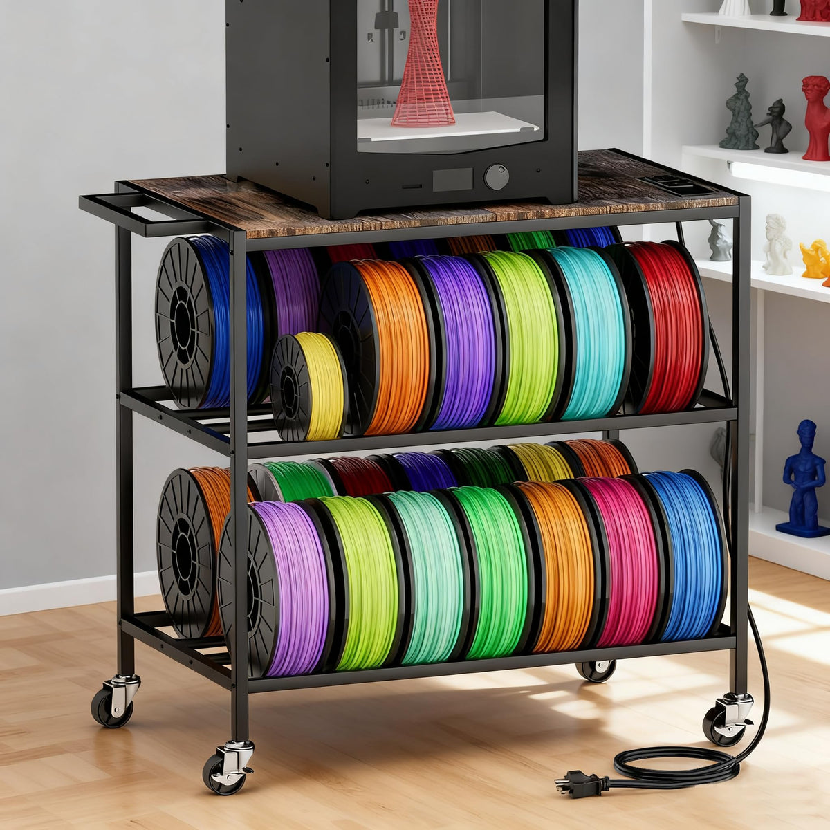 Heavy Duty Rolling 3D Printer Stand with Filament Storage I2848