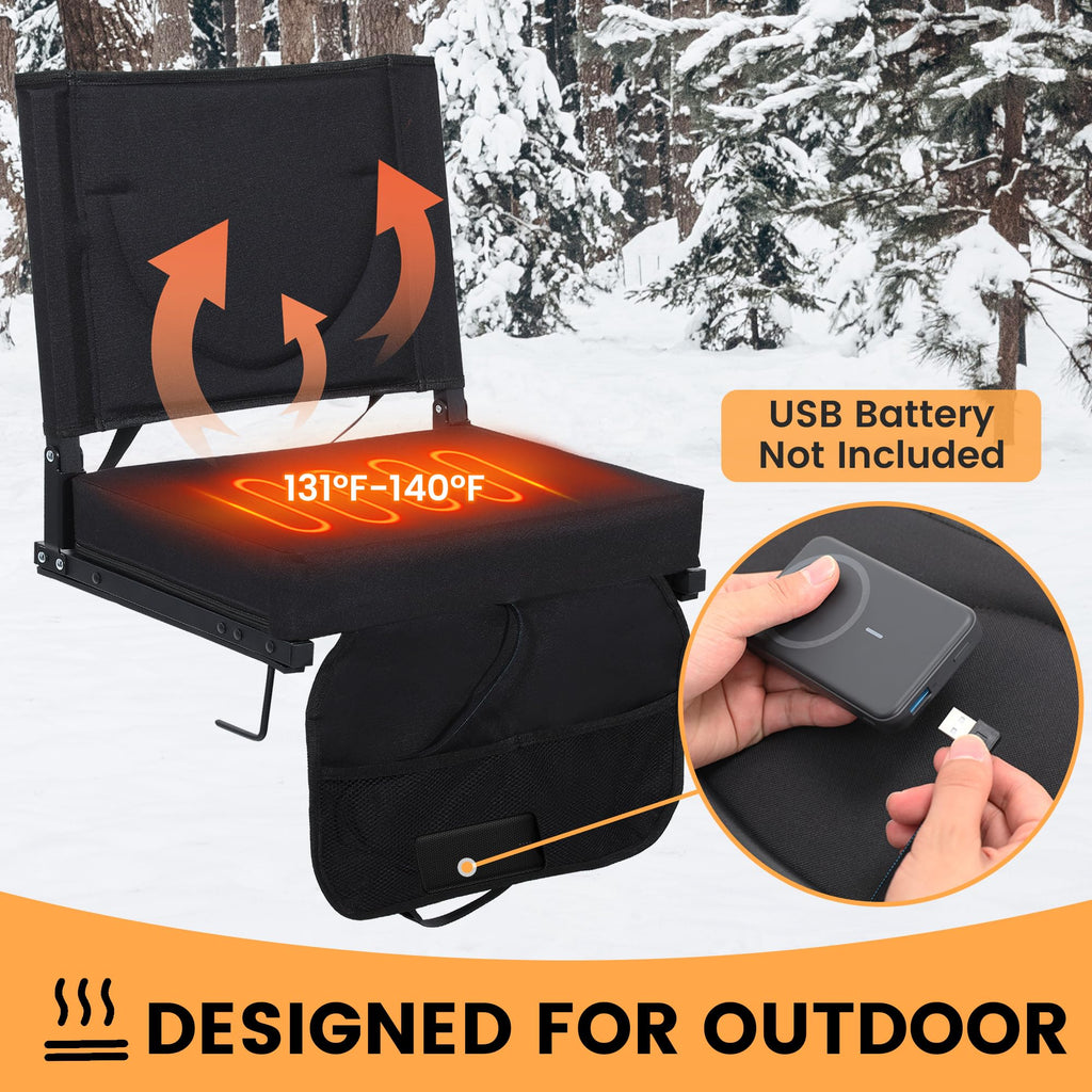 Heated Stadium Seats with Backrest and Cushion V5086