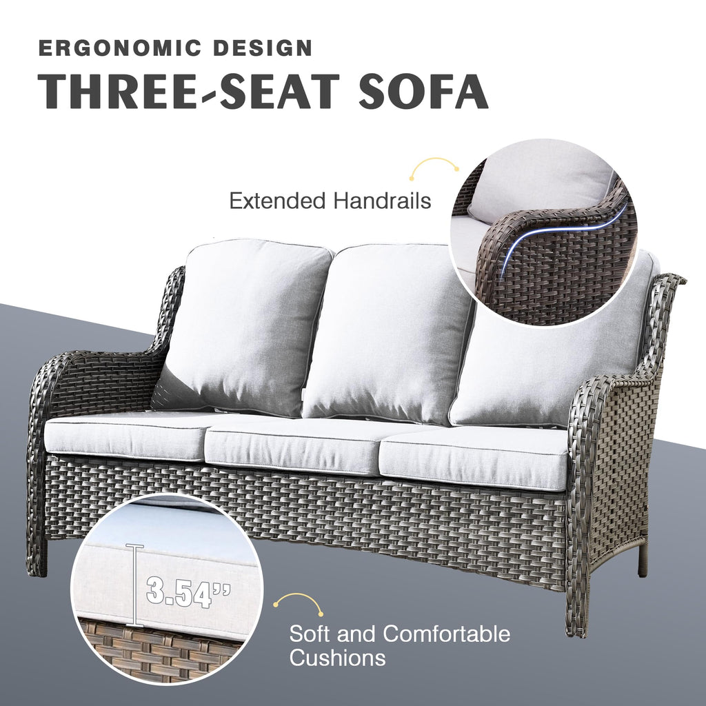 6 Piece Wicker Patio Furniture Set with Fire Pit Table Q42233