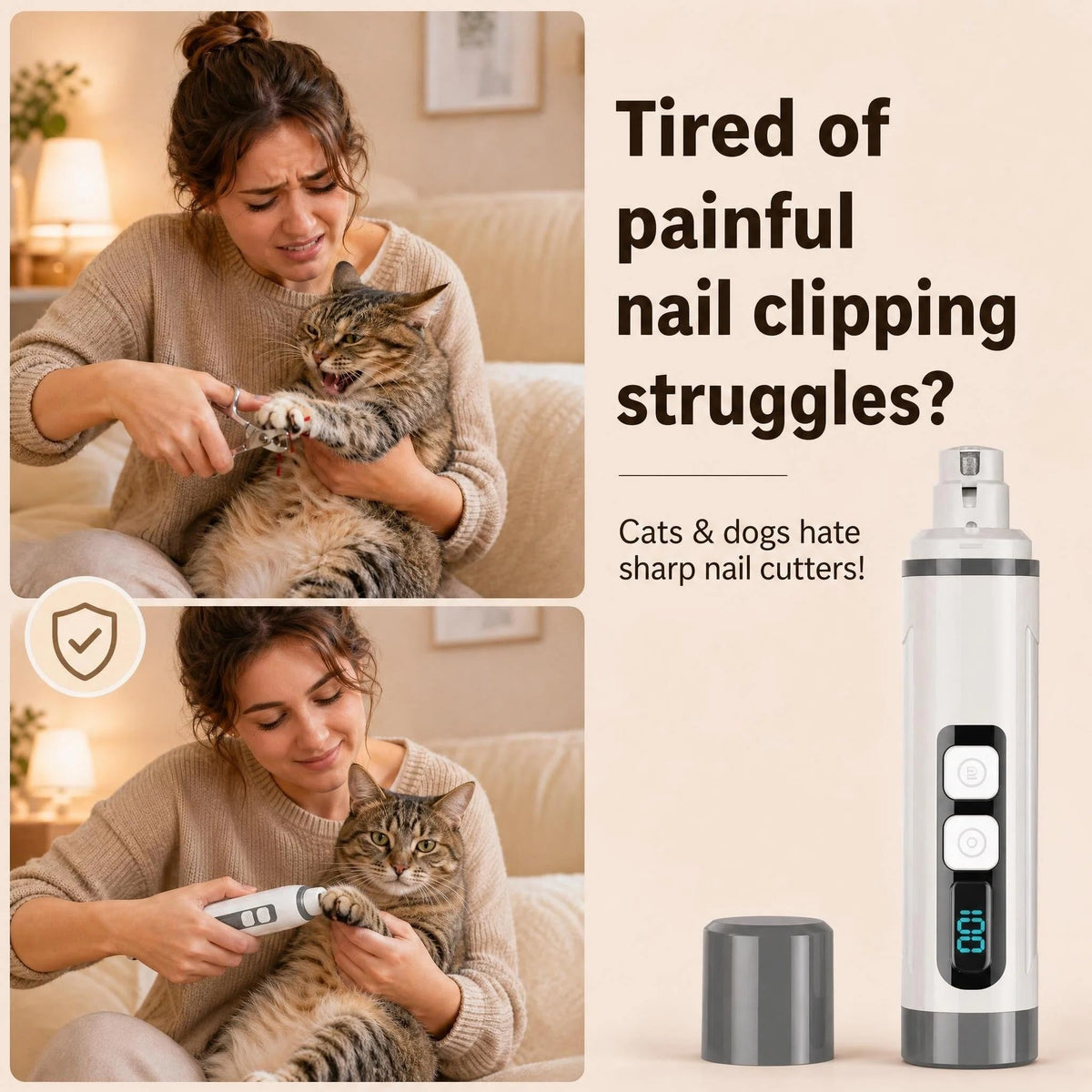 3-Speed Dog & Cat Nail Grinder with LED Light F4000