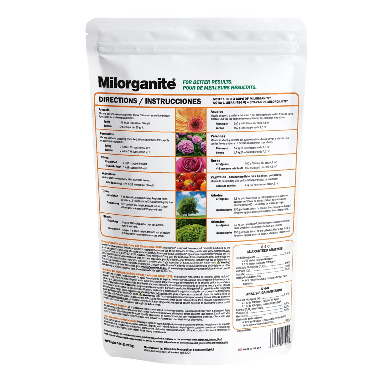 Slow-Release Nitrogen 6-4-0 Fertilizer, 5 Pound Bag (Pack of 4) I468518