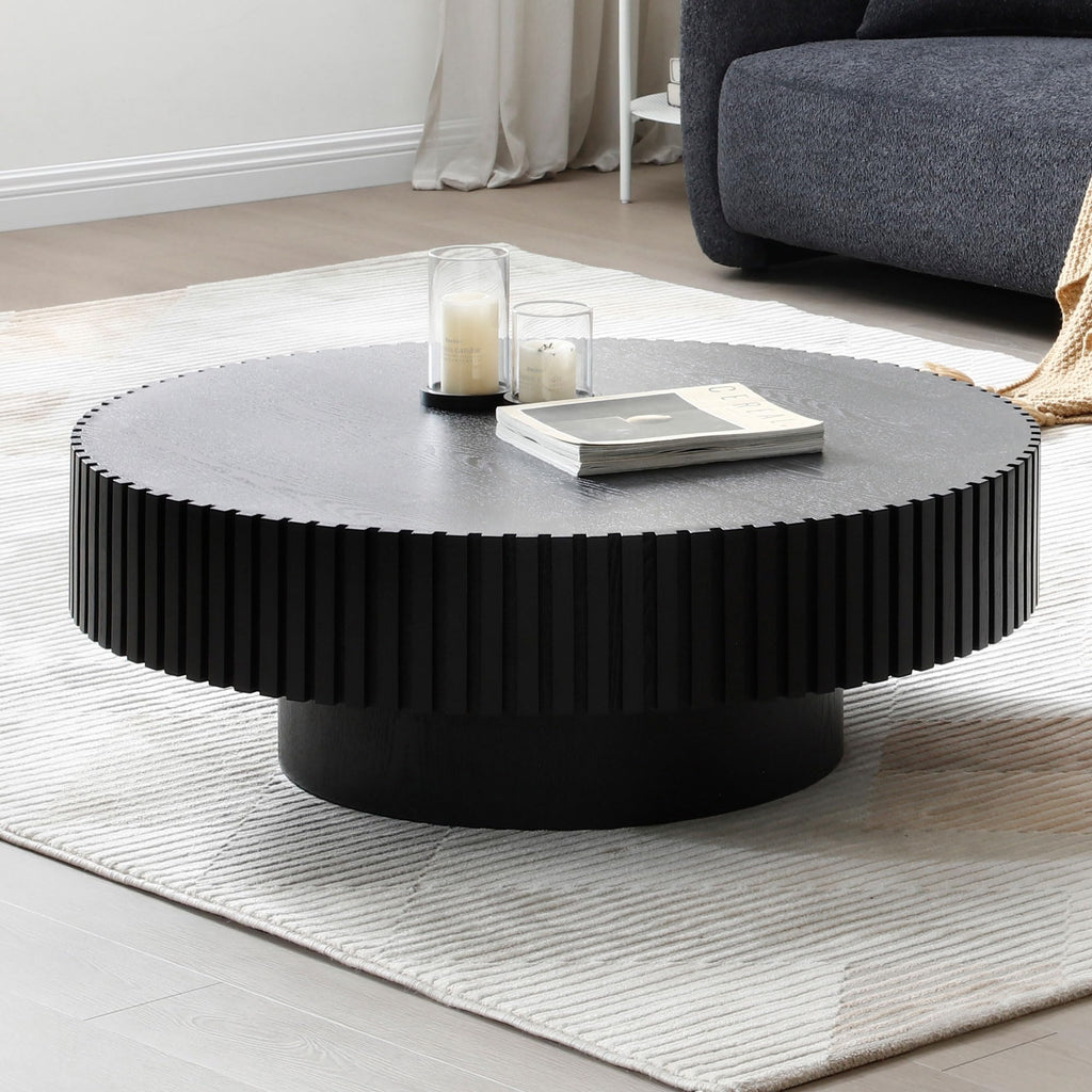 Matt Black Round Nesting Wood Coffee Table K824472