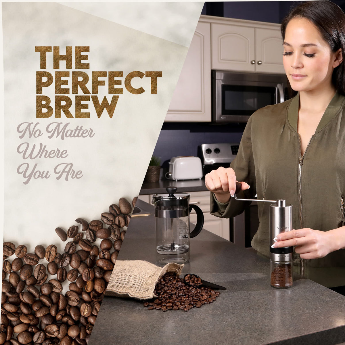 Manual Coffee Grinder Stainless Steel Conical Burr Mill A11870