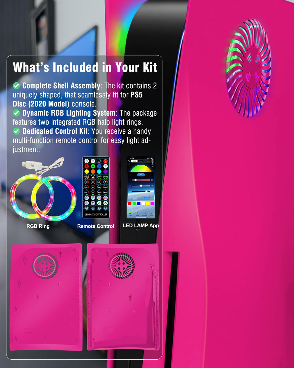 Nova Pink Vented Faceplate for PS5 Disc Edition N82813