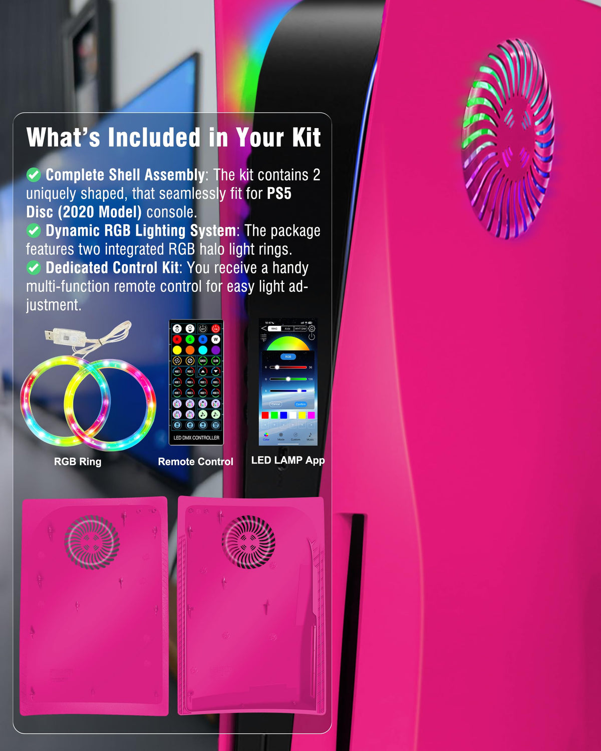 Nova Pink Vented Faceplate for PS5 Disc Edition N82813