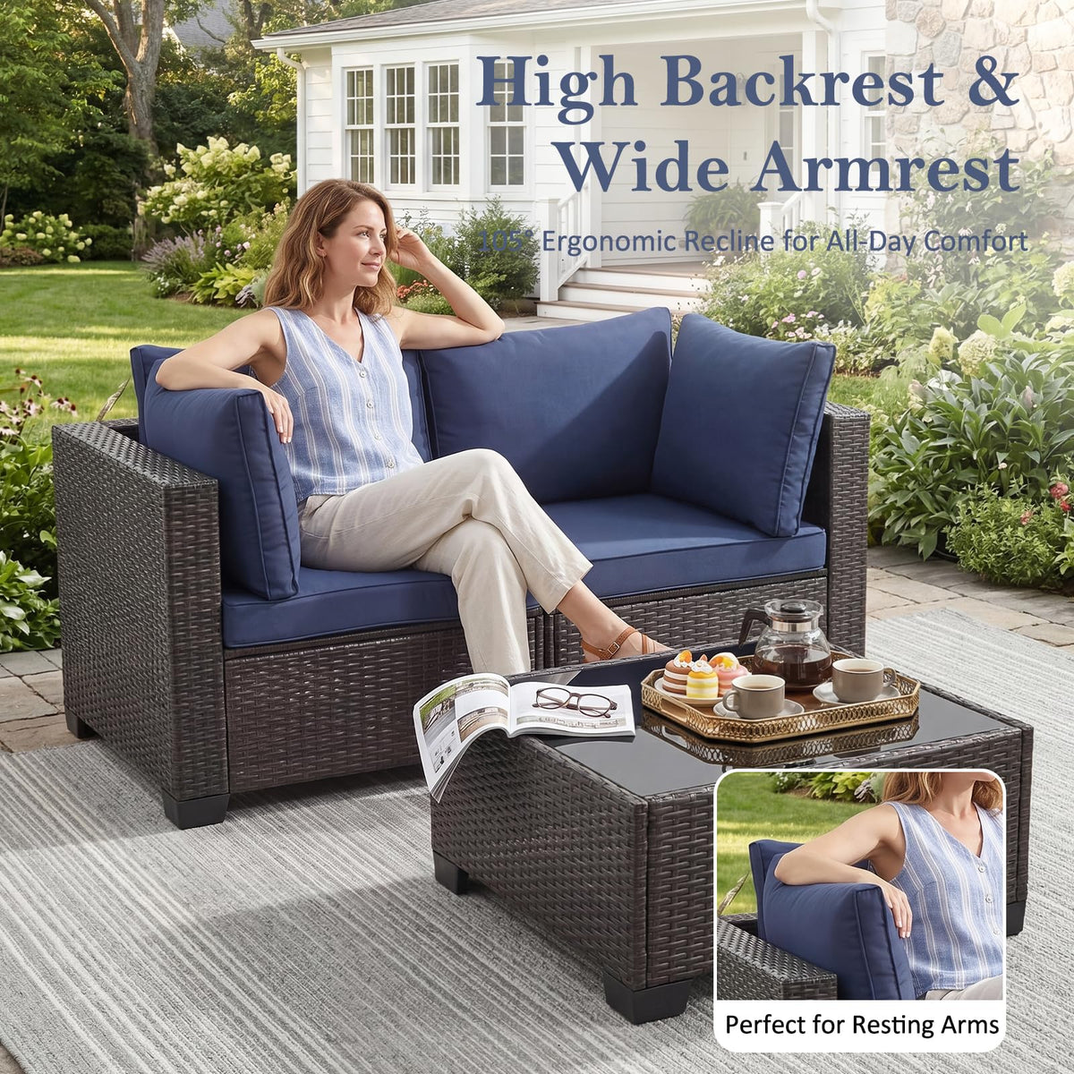 3 Piece Outdoor Wicker Patio Furniture Set Y372
