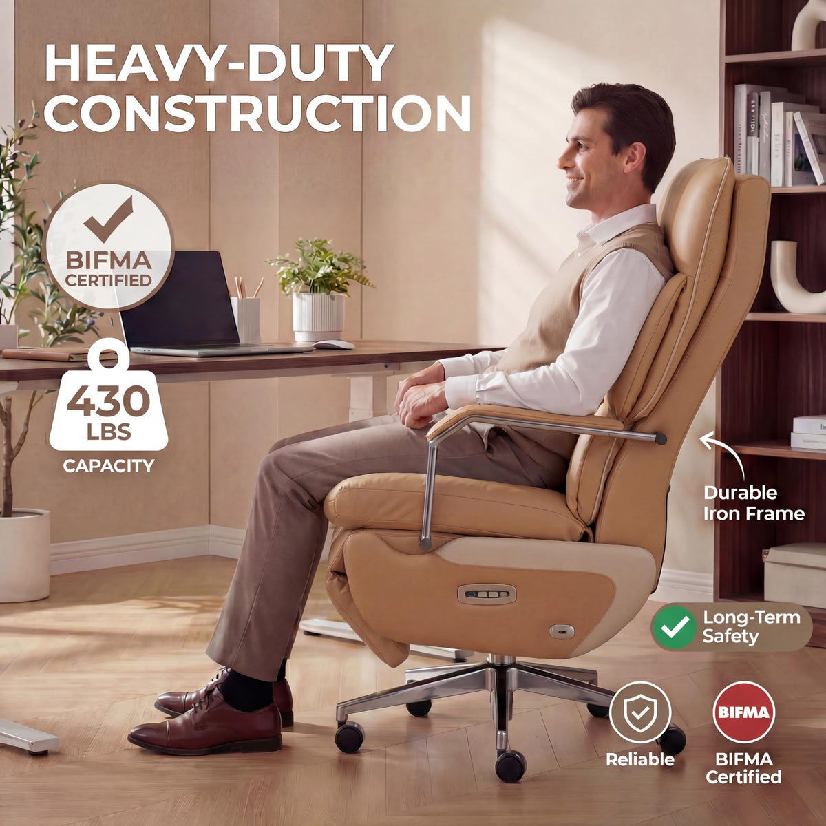 Brown Electric Big & Tall Executive Office Chair F9469