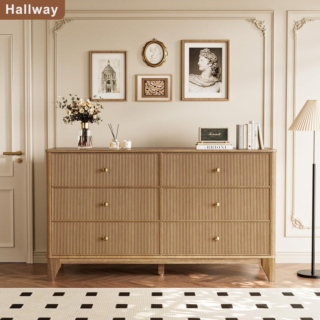 Fluted 6 Drawer Wood Dresser T682822
