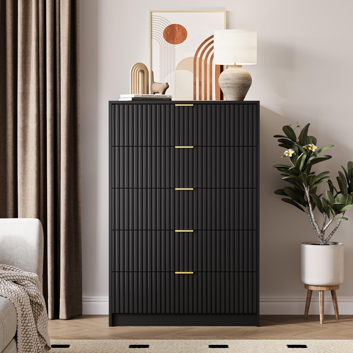 47" Tall Fluted 5-Drawer Dresser F862