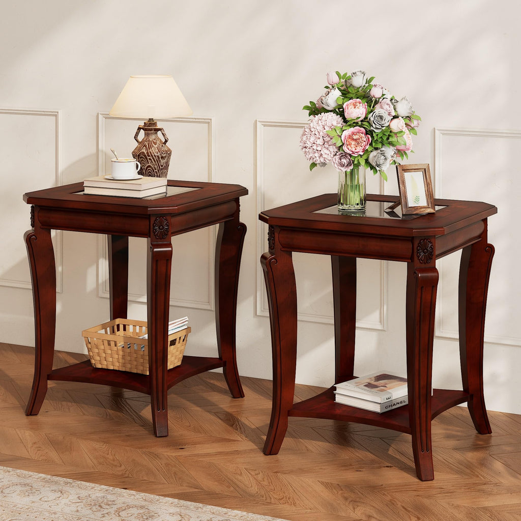 Set of 2 Solid Wood End Table U780