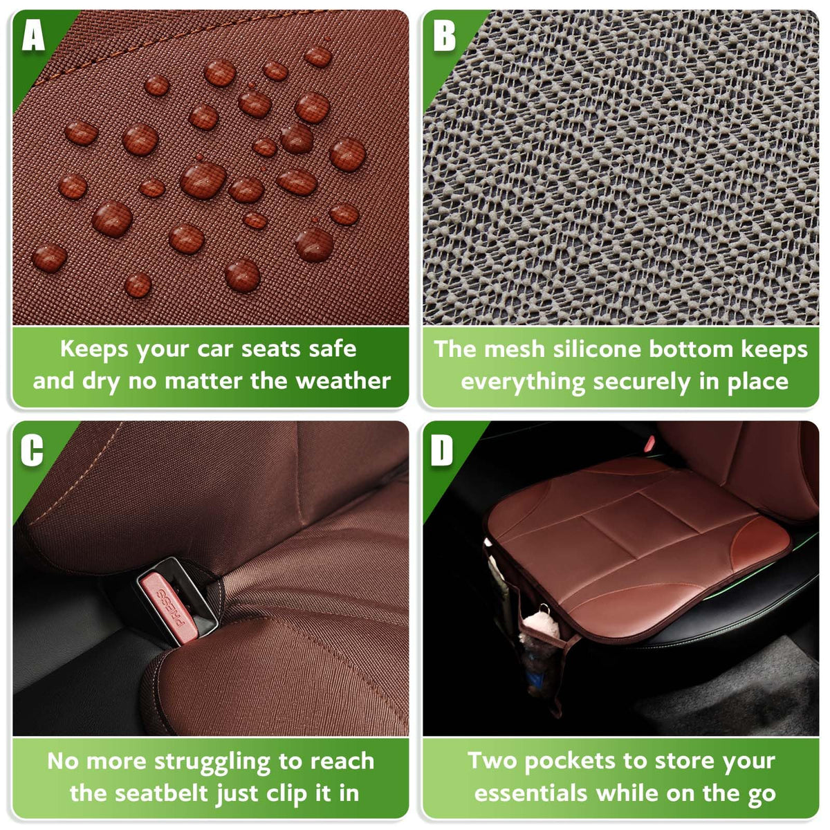 Car Seat Protector with 2 Storage Pockets, Black Y58518
